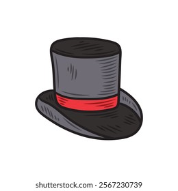 Hand Drawn Vintage Gentleman Illustration Colored - Top Hat