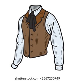 Hand Drawn Vintage Gentleman Illustration Colored - Tuxedo