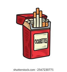 Hand Drawn Vintage Gentleman Illustration Colored - Cigarettes