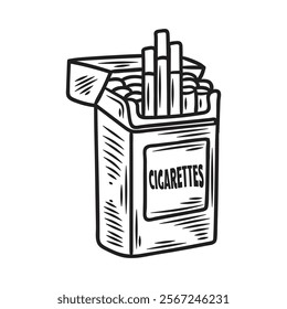 Hand Drawn Vintage Gentleman Illustration Colorless - Cigarettes