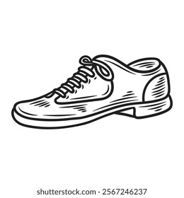 Hand Drawn Vintage Gentleman Illustration Colorless - Shoes