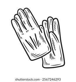 Hand Drawn Vintage Gentleman Illustration Colorless - Gloves