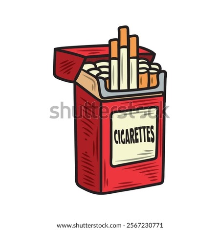 Hand Drawn Vintage Gentleman Illustration Colored - Cigarettes