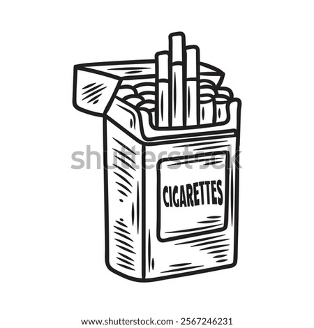 Hand Drawn Vintage Gentleman Illustration Colorless - Cigarettes