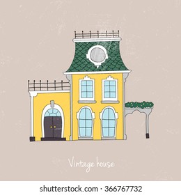 Hand drawn vintage homes. Vector illustration.