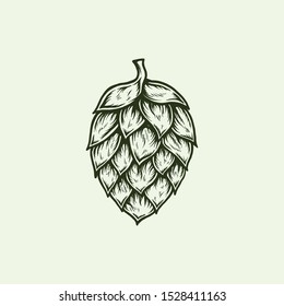 Hand drawn vintage hop illustration monochrome