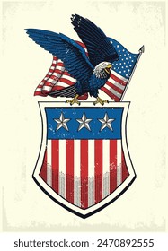 Hand Drawn Vintage Illustration of American Eagle