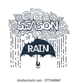 Hand drawn vintage illustration with hand-lettering about seasons. Vector doodle.