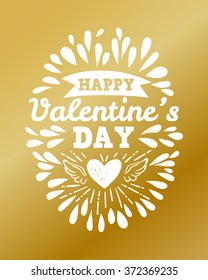 Hand drawn vintage illustration with hand lettering and decoration. Happy valentine's day, inscription for invitation and greeting card, prints and posters.