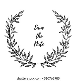 Hand drawn vintage illustration. Retro art vector illustration with laurels and wreaths. Perfect for invitations, greeting cards, quotes, posters, scrap booking, prints etc.