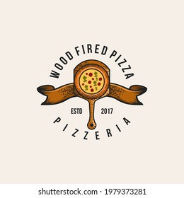 Hand Drawn Vintage Italian Pizza Logo Stock Vector (Royalty Free ...