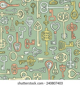 hand drawn vintage keys