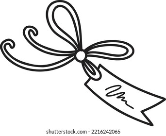 Hand Drawn vintage label with bow illustration isolated on background