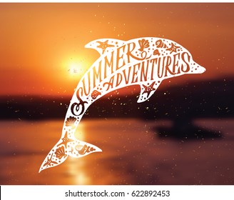 Hand drawn vintage label with a lettering, an anchor and a ribbon. This illustration can be used as a print on T-shirts and bags.