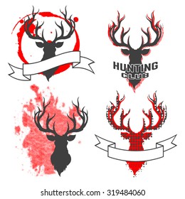 Hand drawn vintage label with a reindeer