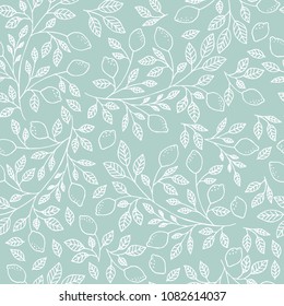 Hand drawn vintage lemon pattern. Vector illustration.