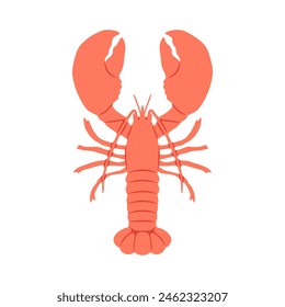 Hand drawn vintage lobster sea food isolated illustration. Marine animal clip art design with crawfish, restaurant cooking ingredient.	