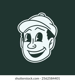 hand drawn vintage man cartoon character illustration