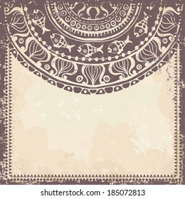 Hand  drawn vintage mandala  background. All objects are conveniently grouped on different layers and are easily editable. You can easily delete grunge vintage abrasions