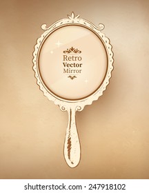 Hand Drawn Vintage Mirror. Vector Illustration.