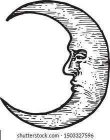 hand drawn vintage moon clipart