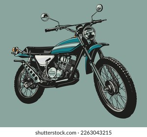 hand drawn vintage motorcycle classic vector illustration clip art collection