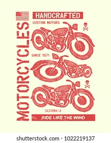 Hand drawn vintage motorcycle. Vector illustration. Vector background