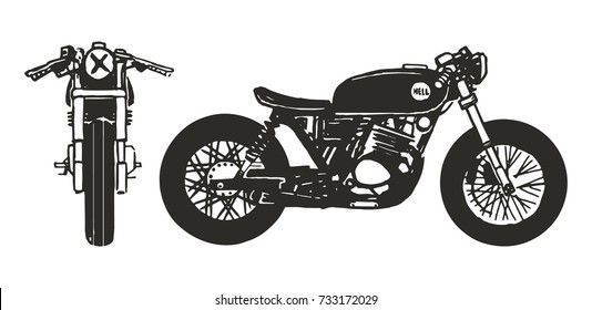 hand drawn vintage motorcycle vector illustration