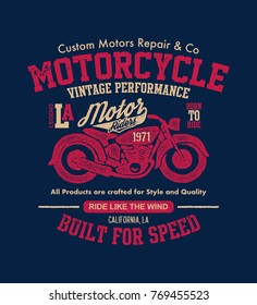 Motocicleta vintage dibujada a mano. Ilustración vectorial. Fondo vectorial.