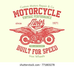 Hand drawn vintage motorcycle. Vector illustration. Vector background.