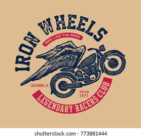 Hand drawn vintage motorcycle. Vector illustration. Vector background.
