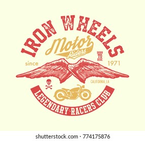 Hand drawn vintage motorcycle. Vector illustration. Vector background.