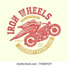 Motocicleta vintage dibujada a mano. Ilustración vectorial. Fondo vectorial.