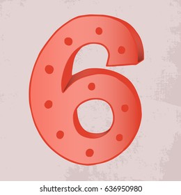 Hand drawn vintage number six. Handwritten brush style. Hand lettering number for logos, packaging design, poster. Typographic image.