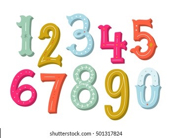 Hand Drawn Vintage Numbers Set