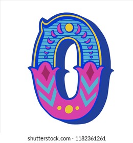 Hand drawn vintage numeral. Ornate circus style number zero for birthday invitations, posters, table cards and apparel.