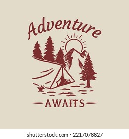 hand drawn vintage outdoor camping logo