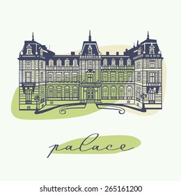 Hand drawn vintage palace / Lvov, Ukraine