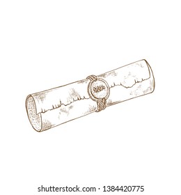 Hand drawn vintage paper scroll. Vector illustration in vintage style