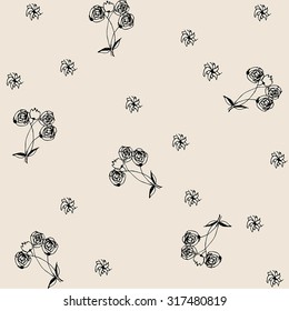 hand drawn vintage pattern with flowers