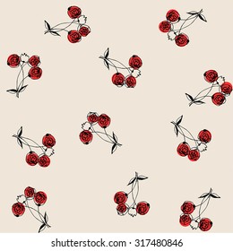 hand drawn vintage pattern with flowers