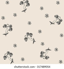 hand drawn vintage pattern with flowers