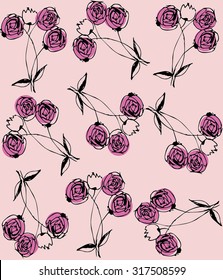 hand drawn vintage pattern with flowers