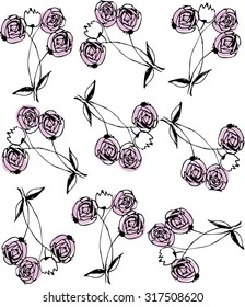hand drawn vintage pattern with flowers