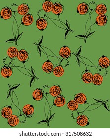 hand drawn vintage pattern with flowers