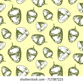 hand drawn vintage pattern with nuts