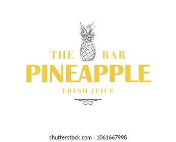 Hand drawn vintage pineapple icon. Botanical design. Vector illustration.
