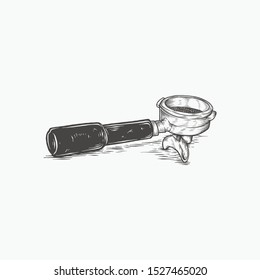 Hand drawn vintage portafilter vector illustration