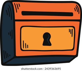 Hand Drawn vintage postal box in flat style isolated on background