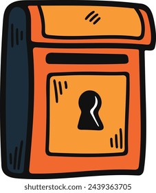 Hand Drawn vintage postal box in flat style isolated on background